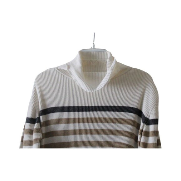 Liz Claiborne Turtleneckk  Ribbed Knit Striped Cotton Sweater Size PL - Picture 2 of 4